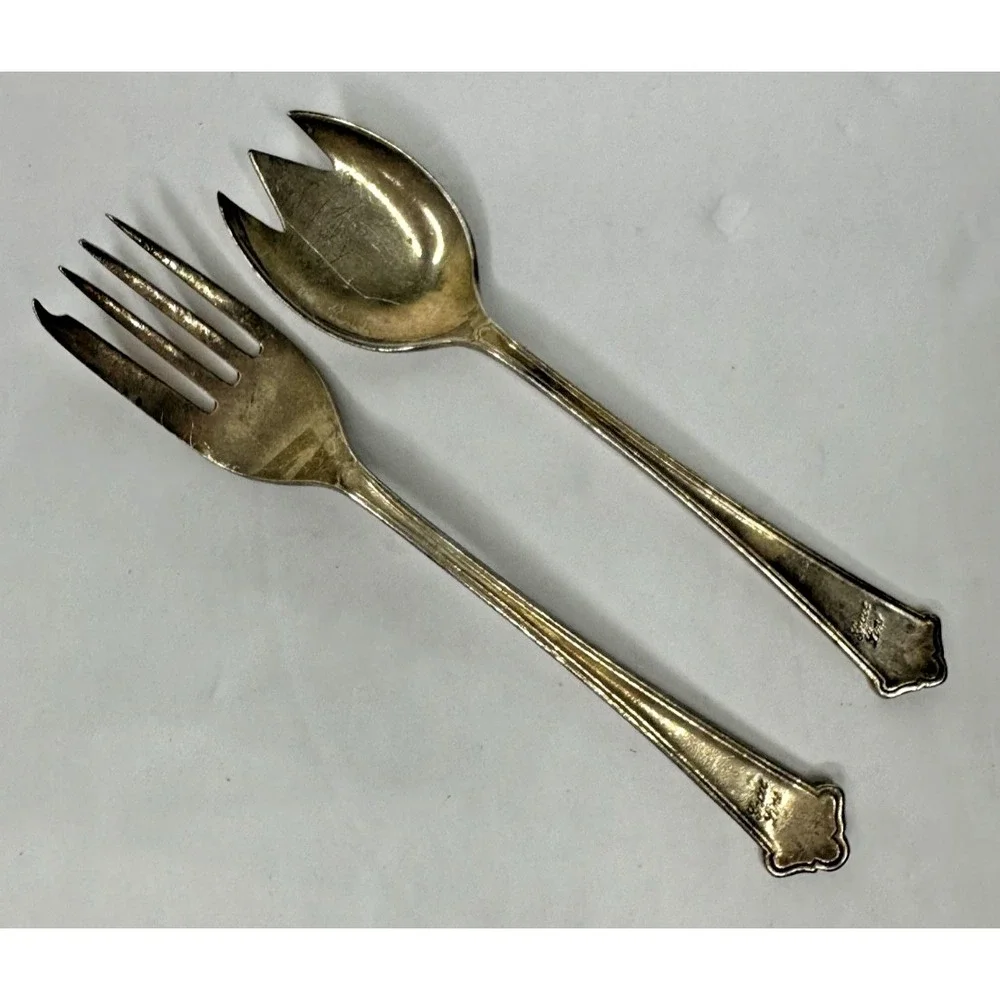 E & Co Grace Line Steamship Company Silver Plate silverware Spork Fork Set  Vtg